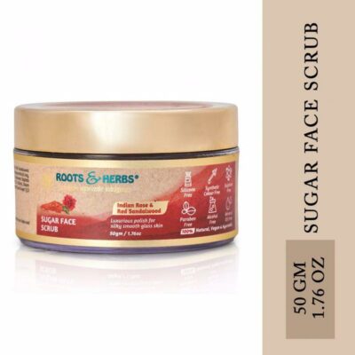 Indian Rose & Red Sandalwood Sugar Face Scrub Luxurious Polish for Silky Smooth Glass Skin (all Skin Types)